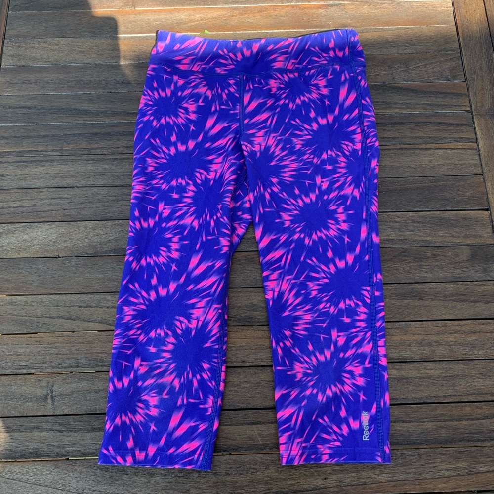 Reebok pink and blue leggings